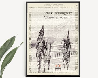 Downloadable 'A Farewell To Arms' Book Cover Art Print, Ernest Hemingway Bookshelf Decor, Living Room Wall Art Prints For Study