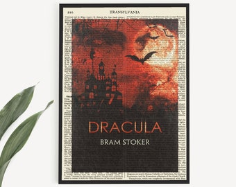 Dracula Instant Download Print, Bram Stoker's Dracula Book Cover On Encyclopedia Page, Dracula Print, Last Minute Halloween Hostess Gift