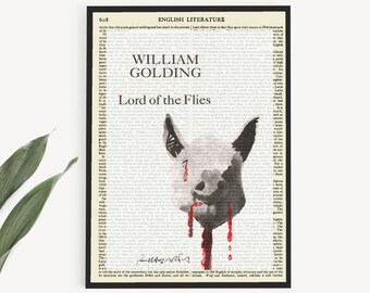 A Printable 'Lord Of The Flies' Book Jacket Print on Encyclopedia Page, William Golding Print, Lord Of The Flies Poster, Book Art Prints