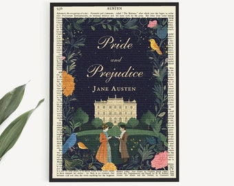 Printable 'Pride And Prejudice' Book Cover Art Print, Gift For Jane Austen Fan, Last Minute Mothers Day Gift, English Classroom Wall Art