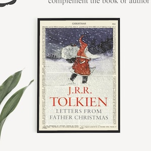 'Briefe vom Weihnachtsmann' Buchkunst Druck auf Antike Seite, J R R Tolkien Druck, druckbare Weihnachtsdekoration, Kunstdruck Geschenke
