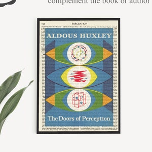 Printable &#39;Doors Of Perception&#39; Book Cover Art, Aldous Huxley Poster Print, Wall Art Prints, Last Minute Gift Idea For Reader, Bookish Gifts