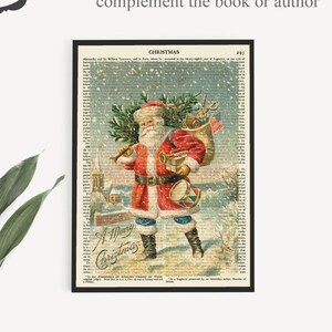 Printable Vintage Santa Claus Art Print on Old 'Christmas' Page, Instant Download Christmas Decor, Festive Wall Art, Christmas Decoration