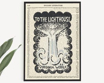 Printable 'To The Lighthouse' Book Cover Art on Encyclopaedia Page, Virginia Woolf Print, Literary Gifts, Dorm Decor, Classroom Prints
