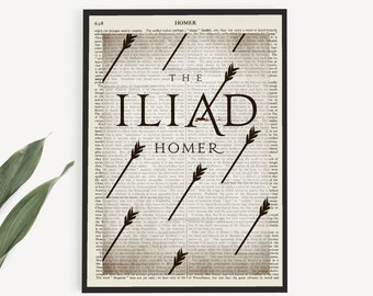 "Druckbare ""Ilias"" Buchcover Kunstdrucke, Homers griechischer Druck, griechische Mythologie, klassische griechische Literatur, Geschenk für Altertumsdozent."