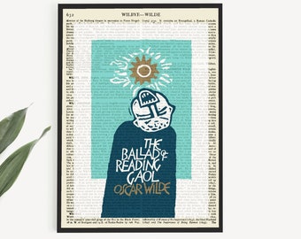 Impresión de portada de libro "La balada de la cárcel de Reading" en página vintage, póster de Oscar Wilde, regalos literarios, láminas de literatura irlandesa