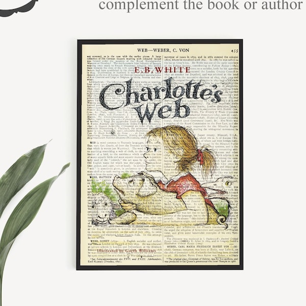 Printable 'Charlotte's Web' on Antique Encyclopaedia Page, E B White Poster Print, Affordable Kids Room Wall Art, Last Minute Birthday Gift