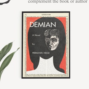 Printable 'Demian' Book Cover Print on Old Page, Hermann Hesse Poster, Mid Century Modern, Masculine Wall Art Prints, Book Gifts For Men