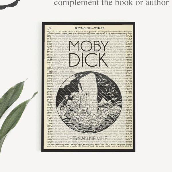 Moby Dick Sofortiger Download Buch Poster auf einer antiken Enzyklopädie Seite von 1911, Herman Melville Moby Dick Poster, druckbares Geschenk