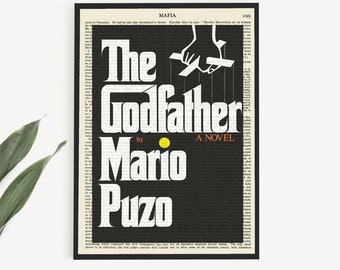 Printable 'The Godfather' Art by Mario Puzo, Book Cover Art Poster on a 1911 Encyclopaedia Page, Gift For Book Reader, Book Cover Prints