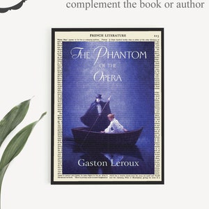 Impresión imprimible de la portada del libro &quot;El Fantasma de la Ópera&quot; de Gastón Leroux, regalos imprimibles para mamá, decoración de pared para sala de estar.