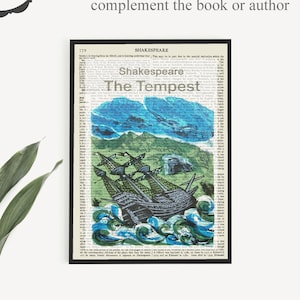 Printable The Tempest Play Book Cover Art, Shakespeare Print, Gift for English Teacher, Dorm Room Decor or Wall Art Print for Office