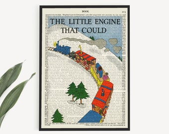 Druckbares Kinderzimmer Wand Kunst Print, 'The Little Lokomotive, die könnte' Buch Cover Poster, Jungen Zimmer Kinderzimmer Dekor, ich glaube ich kann ich weiß, ich kann