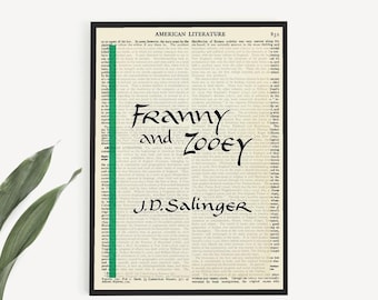 Ein druckbarer 'Franny and Zooey' Buchcover Wand Kunst Druck von J D Salinger, Literatur Poster, Wohnzimmer oder Home Office Dekor