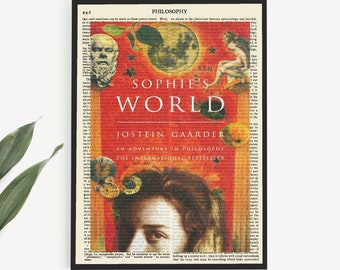 Printable Sophie's World Book Cover Art Print on Encyclopaedia Page, Philosopher Wall Art Print, Philosophy Teacher Gift, Bookish Wall Art
