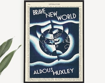 Printable 'Brave New World' Book Cover Art, Aldous Huxley Poster Print, Wall Art Prints, Last Minute Gift Idea For Reader, Book Club Gifts