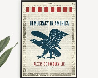 Druckbares Buch Cover Kunst von 'Democracy In America' Politologie, Wand Kunst Druck, Hausstudie Poster, Wahl Geschenk für Politiker