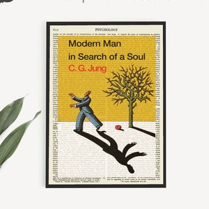 Printable Jung Poster 'Modern Man In Search Of A Soul' Book Cover Art on Vintage Page, Psychologist Gifts, Therapist Office Wall Art
