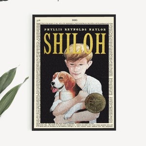 Printable &#39;Shiloh&#39; Book Cover Art Print, Bookish Teacher Gifts, Dog Lovers Book Art, Classroom Wall Decor, Childrens Book Print