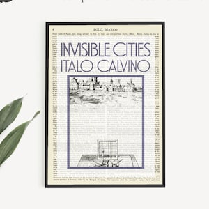 Printable &#39;Invisible Cities&#39; Book Cover Poster, Italo Calvino Print, Italian Gift Ideas, Italy Literary Gifts,  Literary Decor Wall Art