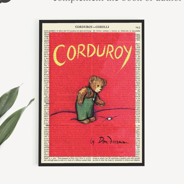 Printable 'Corduroy' Book Cover Poster Print, Childrens Book Wall Art Decor, Kids Playroom Prints, Gender Neutral Nursery Art Print