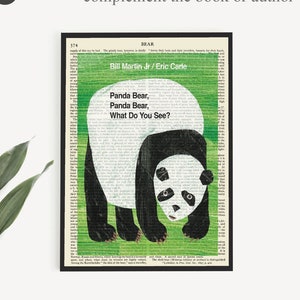 Impresión artística de portada de libro 'Oso Panda' imprimible en página antigua, decoración de guardería para niños, regalo de arte de libro para niños, póster de oso, jardín de infancia de Eric Carle