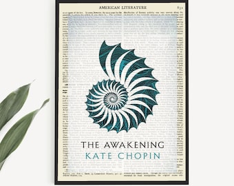 Printable Art 'The Awakening' Kate Chopin Book Cover Wall Art Print, Literary Gift, Elegant Home Office Decor, Literary Feminine Art