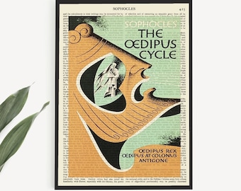 Lámina imprimible de la trilogía "El ciclo de Edipo", portada de la obra de Sófocles, mitología griega clásica, tragedia griega, regalo para estudiantes