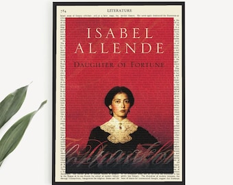 Póster imprimible del libro "La hija de la fortuna" (impresión de una página antigua), lámina de estantería de Isabel Allende, regalos de libros para mamá