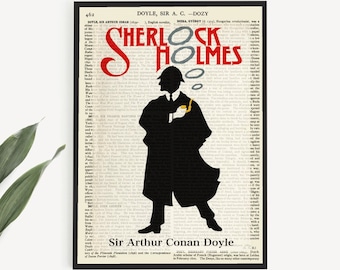 Impresión de portada de libro de Sherlock Holmes, decoración de oficina, decoración literaria, láminas de Sherlock, póster de arte londinense, regalos para amantes del misterio.