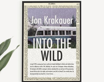 Printable 'Into The Wild' Book Cover Print on an Upcycled Page, Book Lover Printable Gifts, Alaska Wall Art Print, Literary Gift Ideas