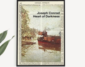 Downloadable 'Heart Of Darkness' Book Art on Antique Encyclopedia Page, Joseph Conrad Poster, Home Office Decor, Book Gifts For Him
