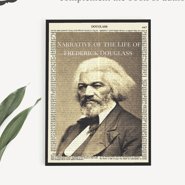 Printable 'Narrative Of The Life Of Frederick Douglass' Book Cover Art Print on Old Page, Home Office Wall Art Decor, Library Poster Print