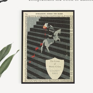 Printable &#39;The Count Of Monte Cristo&#39; Book Cover Art Print on Alexandre Dumas the Elder Encyclopaedia Page from scanned from 1911 edition