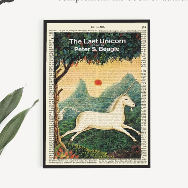 Printable 'The Last Unicorn' Book Cover Art Print, Kids Room Unicorn Wall Art Prints, Childrens Book Gift Ideas, Unicorn Poster Decor