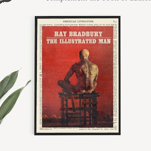 Printable 'The Illustrated Man' Book Cover Poster, Ray Bradbury Art Print , Mid Century Wall Art, American Literature, Body Tattoo Art