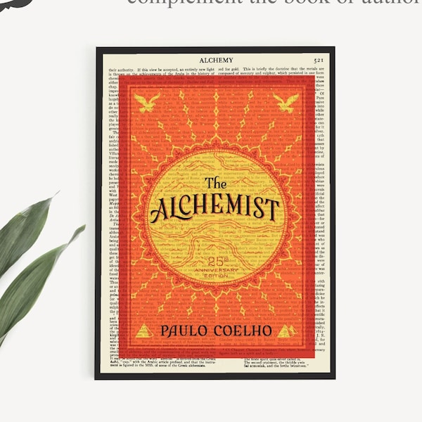 The Alchemist Instant Download Book Cover Print Gift on an Old 1911 'Alchemy' Encyclopaedia Page, Paula Coelho Poster Print, Wall Art