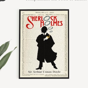 Impresión artística de portada de libro de Sherlock Holmes para imprimir, decoración de oficina en casa, decoración literaria, impresiones de Sherlock, póster de arte de Londres, regalos para amantes del misterio