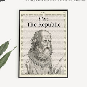 Printable &#39;The Republic&#39; Book Cover Art Prints, Greek Print, Greek Classics Literature, Gift For Classics Professor, Philosophy Print