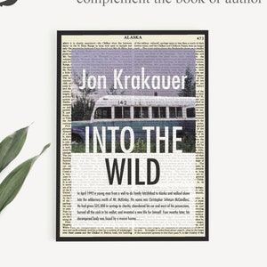Printable 'Into The Wild' Book Cover Print on an Upcycled Page, Book Lover Printable Gifts, Alaska Wall Art Print, Literary Gift Ideas