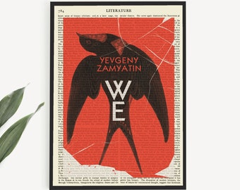 Printable 'We' Book Cover Art, Yevgeny Zamyatin Poster Print, Dystopian Wall Art Prints, Last Minute Gift Idea For Reader, Book Club Gifts
