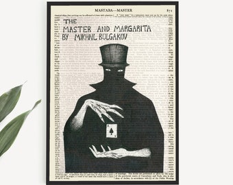 The Master And Margarita Printable Book Cover Print on Antique Encyclopaedia Page from 1911, Mikhail Bulgakov Literary Poster, Bookish Gifts