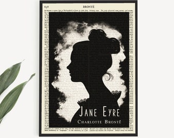 Printable Jane Eyre Book Cover On Old Page, Instant Download, Printable Book Club Gifts, Teacher Appreciation Gift for Brontë Book Lover