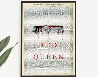 A Printable 'Red Queen'  on a Vintage 1911 Encyclopaedia Page, Victoria Aveyard Poster, Printable Gift Ideas, Last Minute Gifts