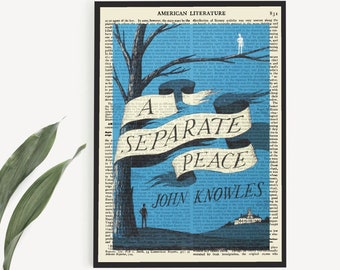 Printable 'A Separate Peace' Book Cover Print on Old Page, School Classroom Prints, Teacher Gifts, Literary Wall Art Decor, Library Poster