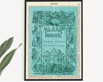 Printable Art, Bleak House Book Cover Poster, Charles Dickens Book Art On Upcycled Page, Literary Gifts For Bookish Best Friend