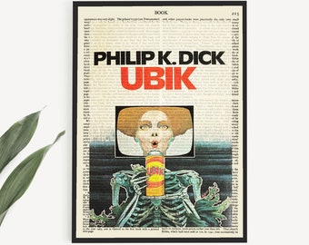 Printable 'UBIK' Book Cover Poster, Living Room Decor, Dorm Room Wall Art Print, Philip K Dick Print, Science Fiction Book Poster