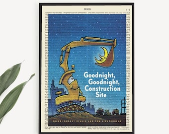 Printable 'Goodnight Goodnight Construction Site' Book Cover Poster, Childrens Book Print, Classroom Wall Art Decor, Boys Room Art Prints