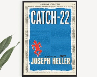 Printable Catch 22 Book Art Print, Joseph Heller Book Cover Page on a Vintage Dictionary Page, Instant Download, Catch-22 Gift