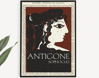 Lámina imprimible de 'Antígona', arte mural con la portada de la obra de Sófocles, mitología griega clásica, tragedia griega, regalo para estudiantes de literatura clásica